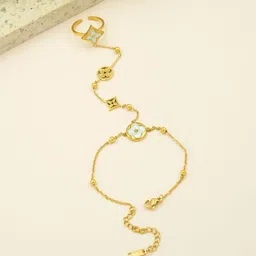 ARTKLIM Stainless Steel Gold-Plated Enamelled Anti-Tarnish Ring Bracelet-picture-14