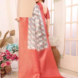 Moda Rapido Floral Zari Silk Blend Banarasi Saree image 3
