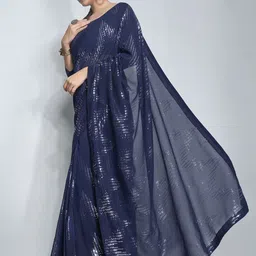 Kalista Embellished Sequinned Pure Chiffon Ready to Wear Saree image 4
