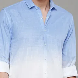 INDOPRIMO Ombre Dyed Spread Collar Long Sleeves Casual Shirt image 5