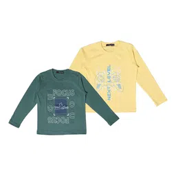 NeuVin Pack Of 2 Kids Graphic Printed Round Neck Long Sleeves Regular Fit Casual T-Shirts-image-77