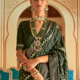 Anouk Silk Blend Ikat Saree image 3