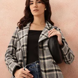 all about you Checked Notched Lapel Collar Tailored Jacket-picture-23