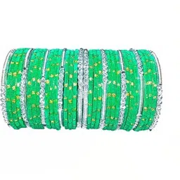 Shasmi Green Glass Artificial Stones & Beads Bangle-picture-49