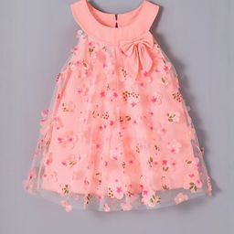 Hopscotch Girls Pink Floral Applique Sleeveless Party Dress-picture-39