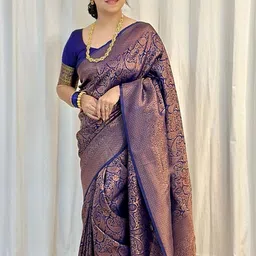 CaniBani Paisley Zari Silk Blend Banarasi Saree image 3