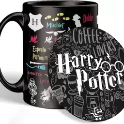 ecfak HARRYPOTTER Doodle Combo Of Coaster And Ceramic Coffee Mug-picture-27
