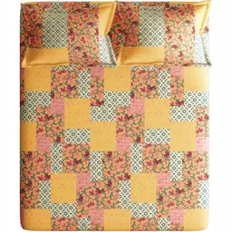 Portico Colorful Comfort Yellow Printed Cotton 210 TC King Bedsheet Set 2.24 x 2.74 m image 4