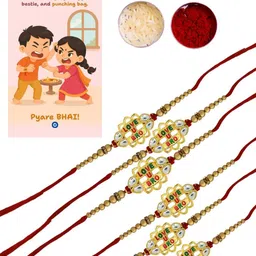Anouk Set Of 6 Love U Bro Rakhi With Funny Card, Roli & Chawal image 4