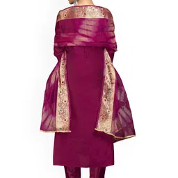 HERE&NOW Embellished Unstitched Dress Material image 3