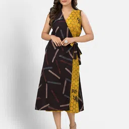 Crazy Needle Women Conversational Printed Wrap Dress image 1