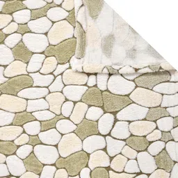 FABINALIV Green & White Single Bedsheet with 1 Pillow Covers image 2