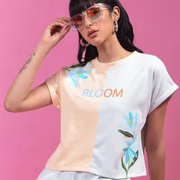 Crimsoune Club Women Extended Sleeves Slim Fit Crop Cotton T-shirt-image-2