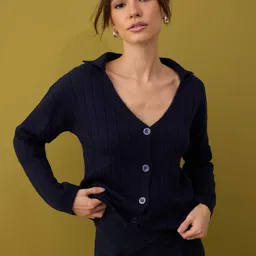 Trendyol Lacivert Women Shirt Collar Cardigan-image-83