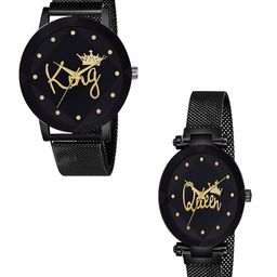 CSAMON Unisex Pack of 2 Printed Dial Analogue Watch Prizam King Queen-picture-20