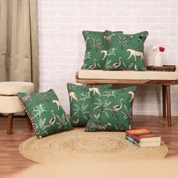 DECOWAT Green 5 Pieces Animal Printed Cotton Square Shape Cushion Covers-picture-11