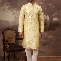 House of Pataudi Floral Embroidered Sequinned Mandarin Collar Straight Kurta-picture-39