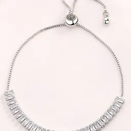 MEENAZ Silver-Plated American Diamond Studded Anti Tarnish Link Bracelet-picture-26