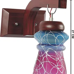 1ST TIME Pink & Multicoloured Textured Wood Contemporary Frustum Shaped Wall Lamp image 4
