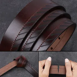 Metronaut Men Textured Leather Formal Belt image 3
