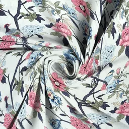 Aura Off White & Grey Floral 210 TC King Bedsheet with 2 Pillow Covers image 2