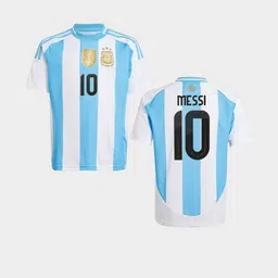dostitch Men Blue Lionel Messi Striped Dri-FIT T-shirt image 1