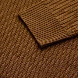 snitch Men Self Design Crew Neck Brown Sweater image 2