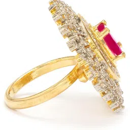 rubans Rus Gold Plated Zircon Stone Studded Eligant Adjustable Finger Ring Brass Cubic Zirconia Gold Plated Ring image 4