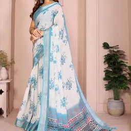 Mameraa Floral Printed Zari Saree image 4