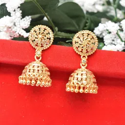 MEIRA JEWELLERY Ghungroo Beaded Dome Shaped Jhumkas-picture-31