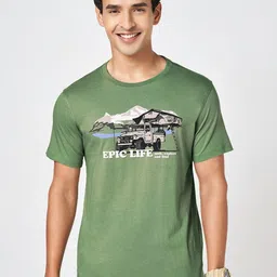 Urban Ranger by pantaloons Men Graphic Printed Round Neck Cotton Slim Fit T-shirt-image-68