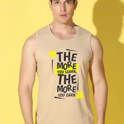 WOOSTRO Pack Of 2 Printed Combed Cotton Gym Vests VWS26(MORE RUST)(PLAIN BLACK) image 5