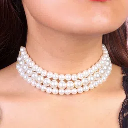 SHONA'S STYLE Pearls Beaded 3-Layered Statement Necklace image 3