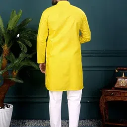 BH FAB Men Yellow Cotton Kurtas image 4