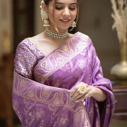 PRISHA FASHION Ethnic Motifs Zari Art Silk Heavy Work Banarasi Saree image 5