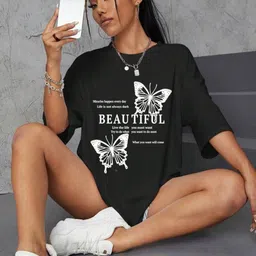 Mast & Harbour Women Graphic Printed Round Neck Cotton Oversized Cotton T-shirt-picture-38