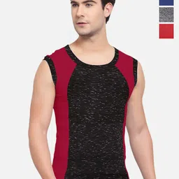 Sporto by Macho Men Pack Of 4 Cotton Colourblocked Gym Vest-image-61