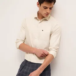 THE BEAR HOUSE Herringbone Woven Design Tailored Fit Formal Shirt-image-84