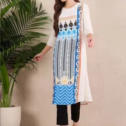 arangya Women Geometric Printed Indie Prints Crepe Kurta-picture-23