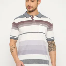 Duke Men Striped Polo Collar Cotton T-shirt-picture-27
