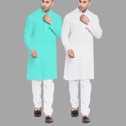 VS MALL White Cotton Blend Kurta Sets-picture-41