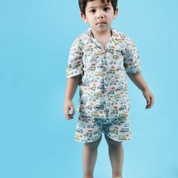 Polka Tots Boys Printed Pure Cotton Shirt with Shorts-picture-43