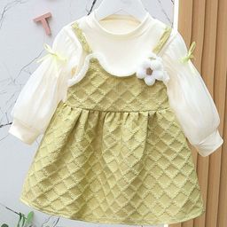 StyleCast Girls Self Design Cuffed Sleeves Fit And Flare Dress-picture-2