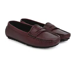 13 Reasons Women Cherry Leather Loafers with Penny Strap & Ortho Step Comfort Sole image 2