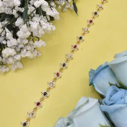 MEIRA JEWELLERY Gold-Plated Artificial Stones Studded Matha Patti Head Jewellery-picture-18