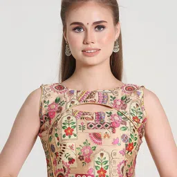 HERE&NOW Printed Round Neck Saree Blouse-picture-16