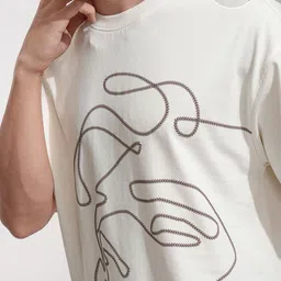HIGHLANDER Men Abstract Printed Round Neck Cotton Oversized T-shirt image 2