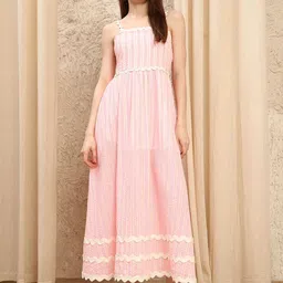 CORSICA Women Striped Shoulder Straps Maxi Dress-image-13