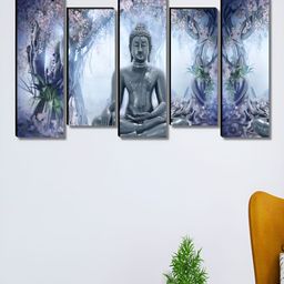 SAF Blue & Grey 5 Pieces Wooden Other Wall Art-picture-20