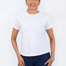 30 Looks Women Solid Round Neck Cotton T-shirt-image-3